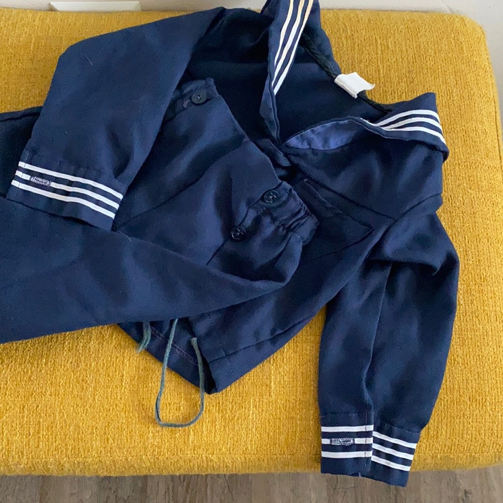 Vintage Navy / Sailor baby outfit - as is. Super cool but stained